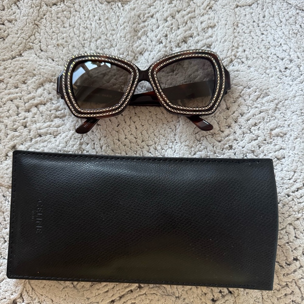 Celine Brown Sunglasses with Crystal Detail